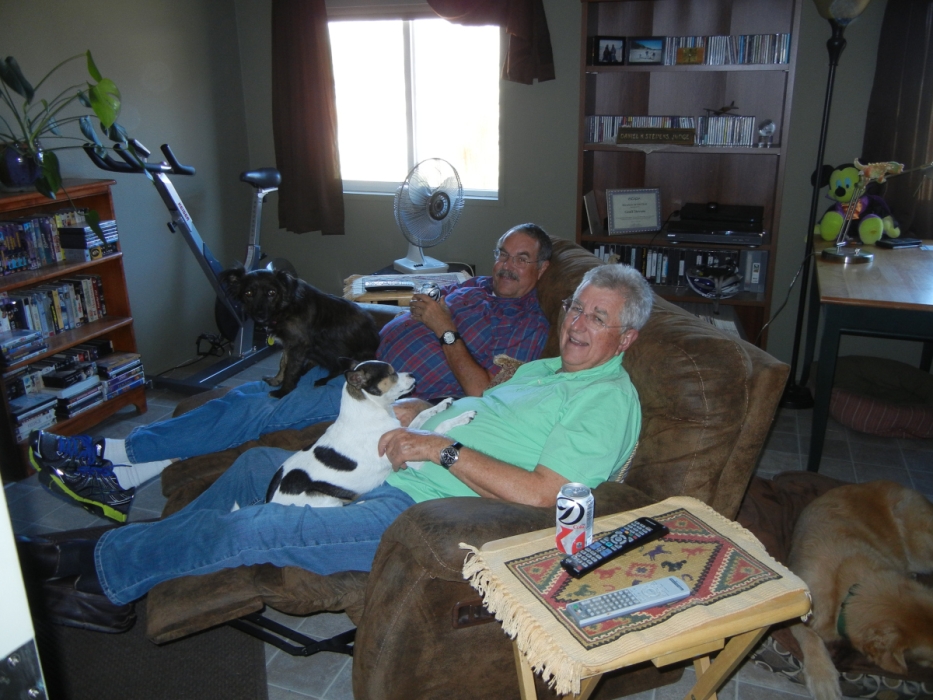 Watching Football with the dogs at Geoff's